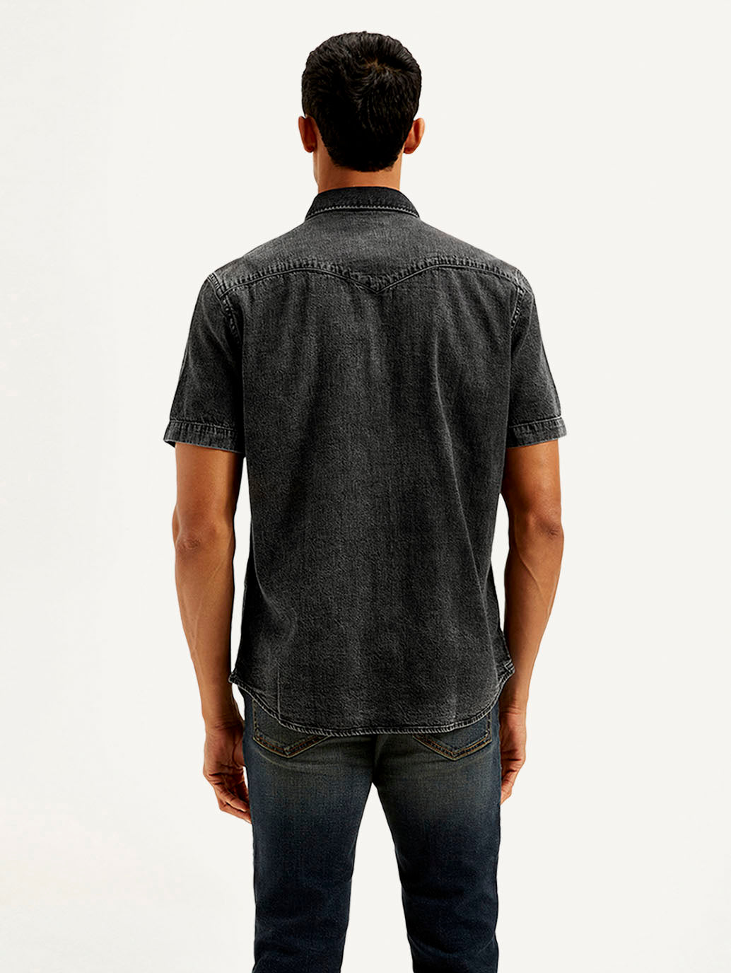 Men's Solid Slim Fit Shirt - Back View
