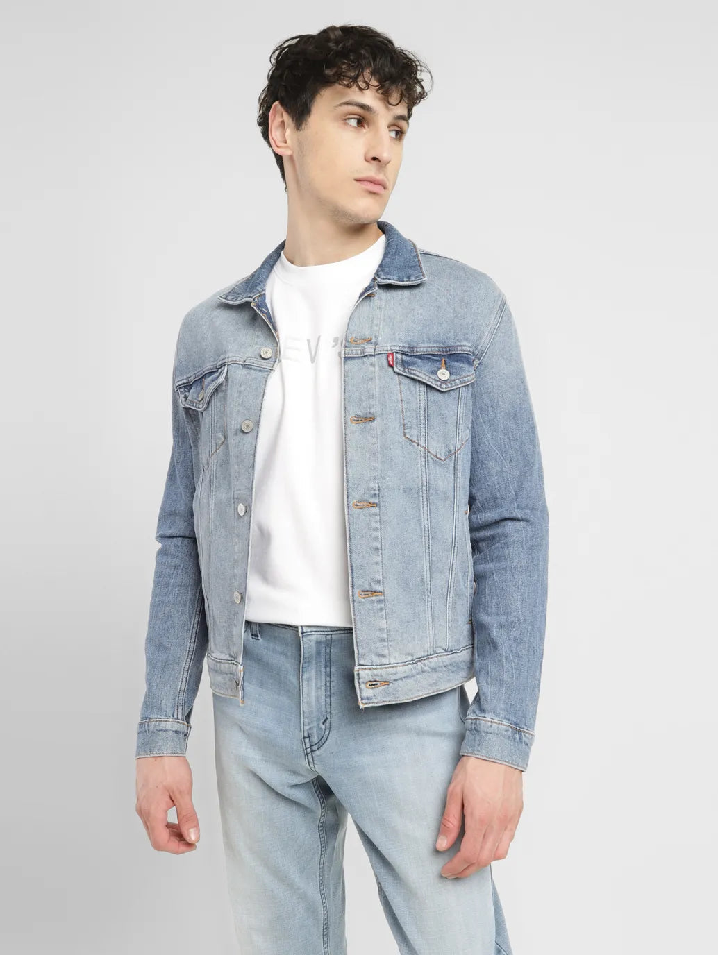 Men's Solid Spread Collar Denim Jacket - 54c88bb9-21b8-4005-951e-8b005c70c415 View