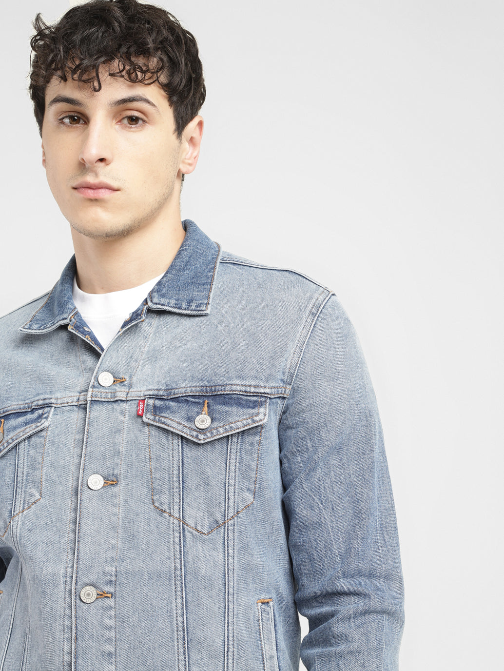 Men's Solid Spread Collar Denim Jacket - 21d4c20b-f0db-42bf-937b-0b76ed8ce68d View