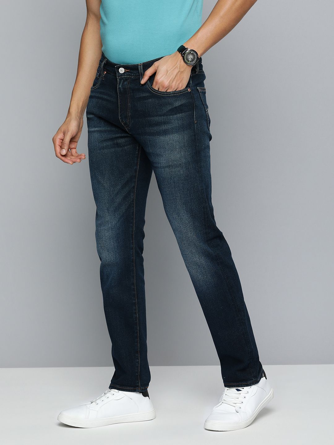 Men's 511 Blue Slim Fit Mid Rise Jeans - 2d505d2e68dc89f0ebd7900f91aaf119 View