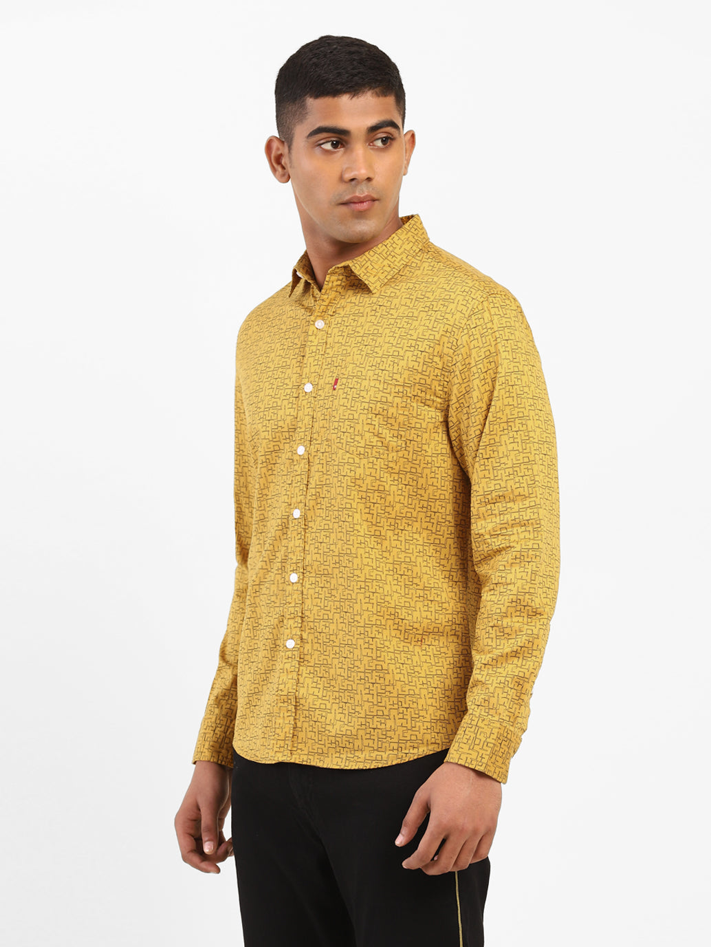 Men's Geometrical Print Spread Collar Shirt - 3fd9bd8d-2296-4a2b-82db-f9fd9f8d1621 View