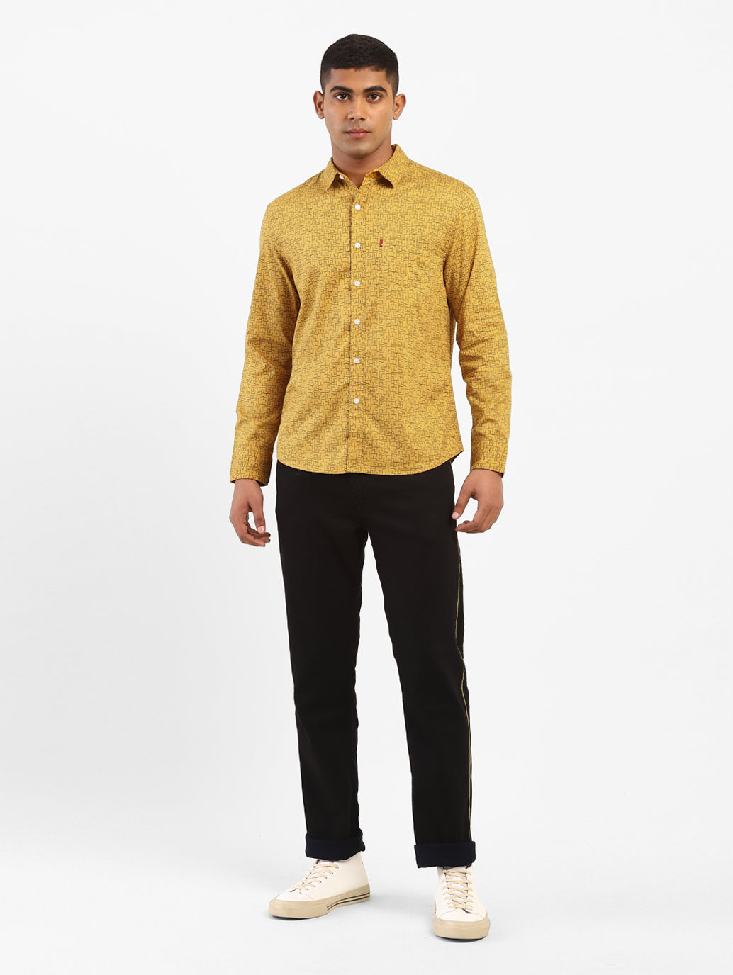 Men's Geometrical Print Spread Collar Shirt - d918b1df-7277-4b34-9a93-f26c2b3b51d4 View