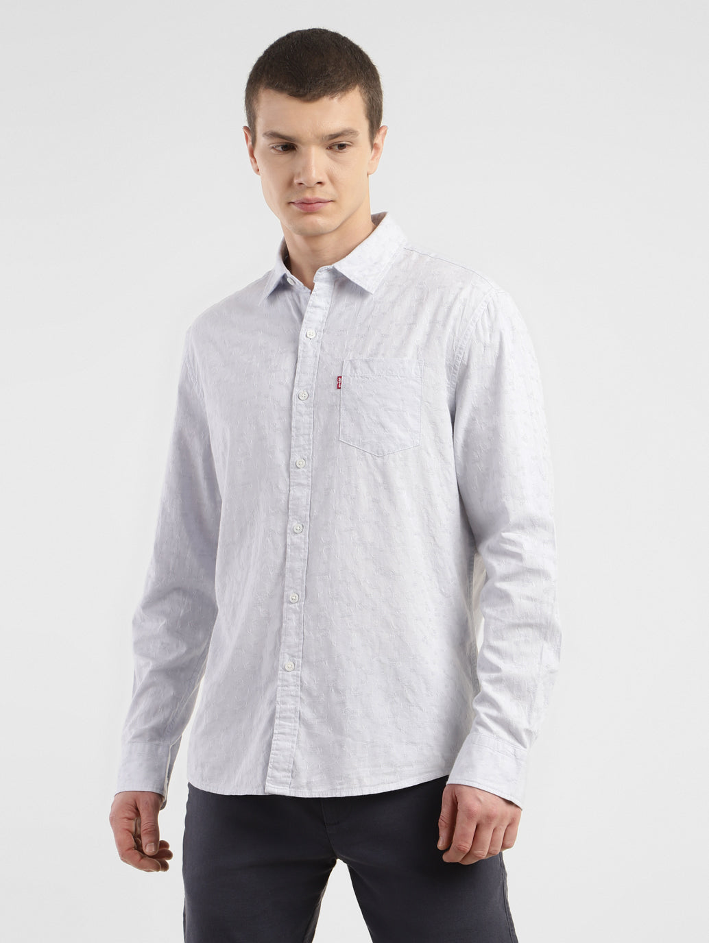 Men's Self Design Slim Fit Linen Shirt - bfe8a20e-6bbb-41ed-a901-a24cdd324949 View