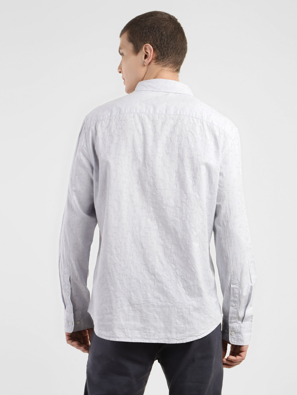 Men's Self Design Slim Fit Linen Shirt - a15e0695-0038-4797-a133-125985d418d8 View