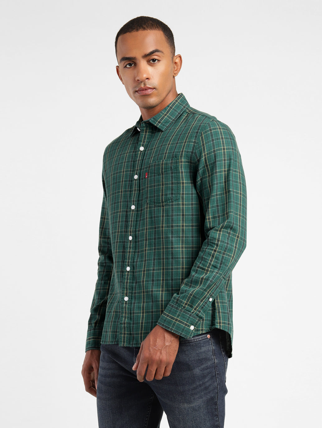 Men's Checkered Spread Collar Shirt - 4944e3b2-c3f0-4016-9dc7-d560ff9d9801 View