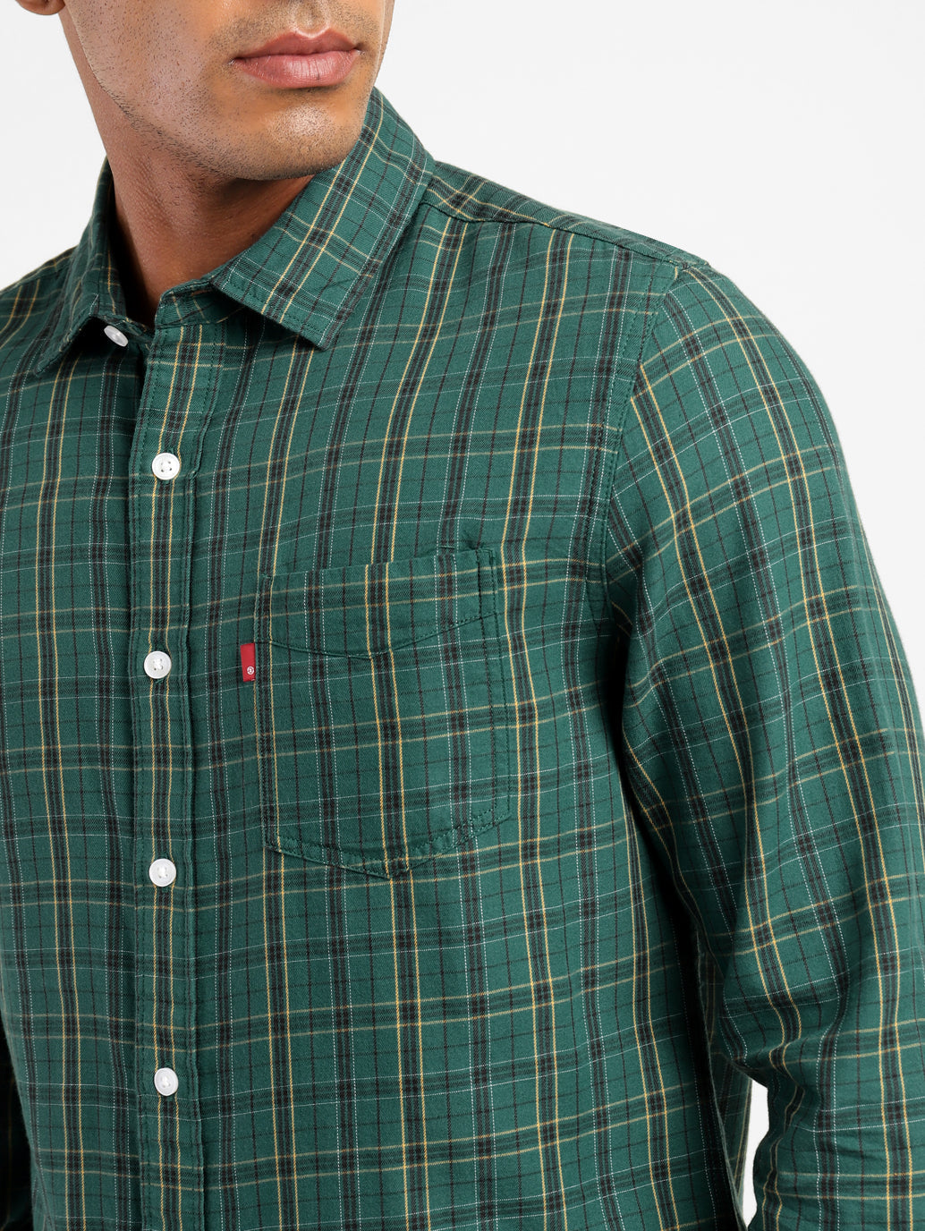 Men's Checkered Spread Collar Shirt - 892f5632-d505-45ea-bf57-85367da48c93 View
