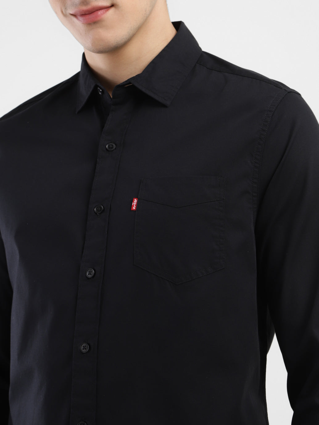 Men's Solid Slim Fit Shirt - FrontDetails View