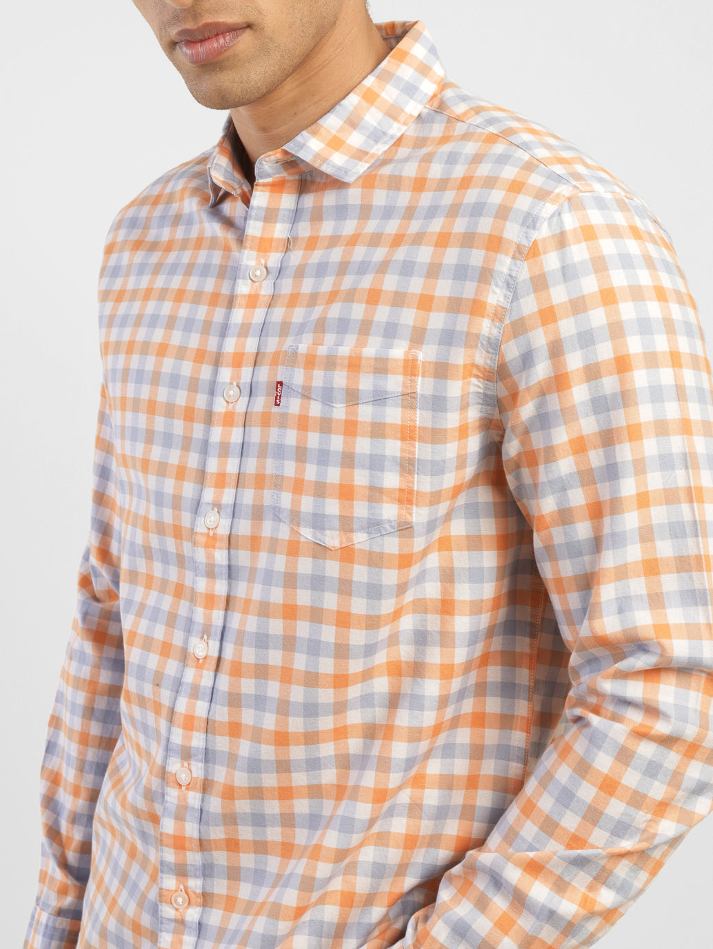 Men's Checkered Slim Fit Shirt - FrontDetails View