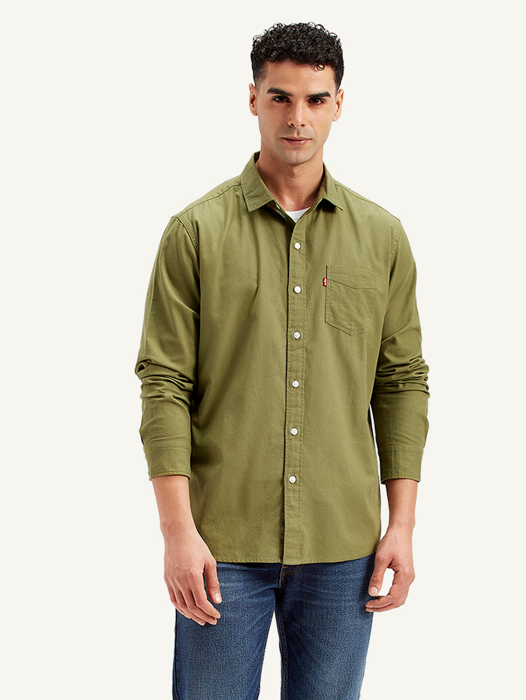 Men's Solid Regular Fit Shirt - Front View