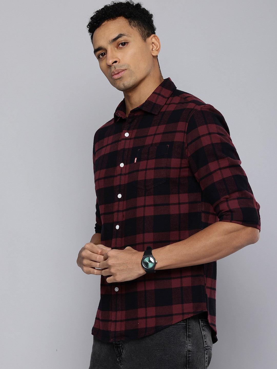 Men's Checkered Slim Fit Shirt - 3 View