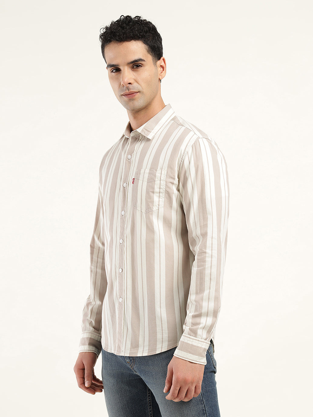 Men's Striped Slim Fit Shirt - Side View