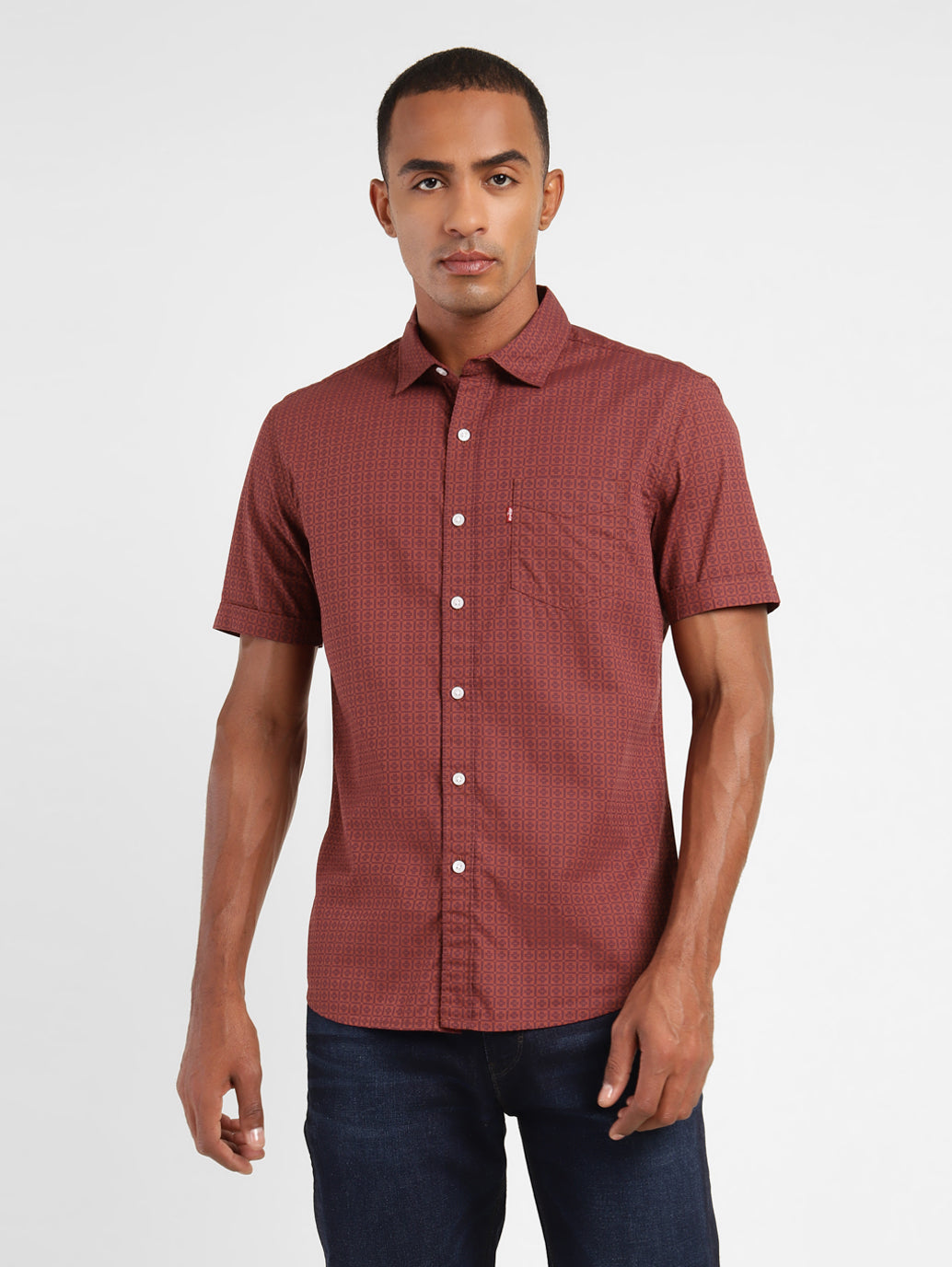 Men's Geometric Print Slim Fit Shirt - 1c7e5942-caba-4544-84c9-7cc8428931f2 View
