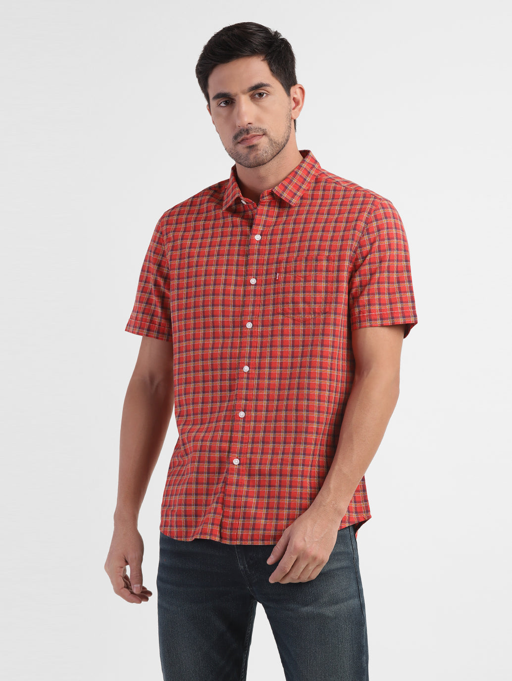 Men's Checkered Slim Fit Shirt - 03f35572-fa15-4b4b-bd14-808563f7017f View