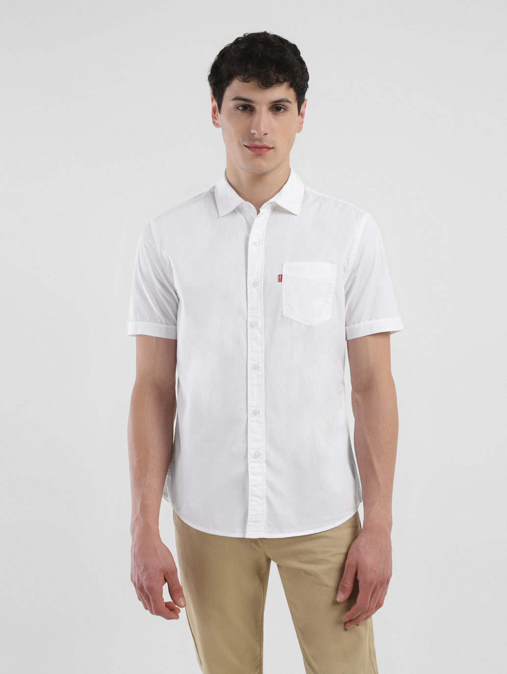 Men's Solid Slim Fit Shirt - Front View