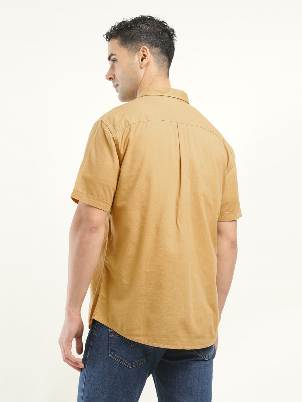 Men's Solid Slim Fit Shirt - Back View