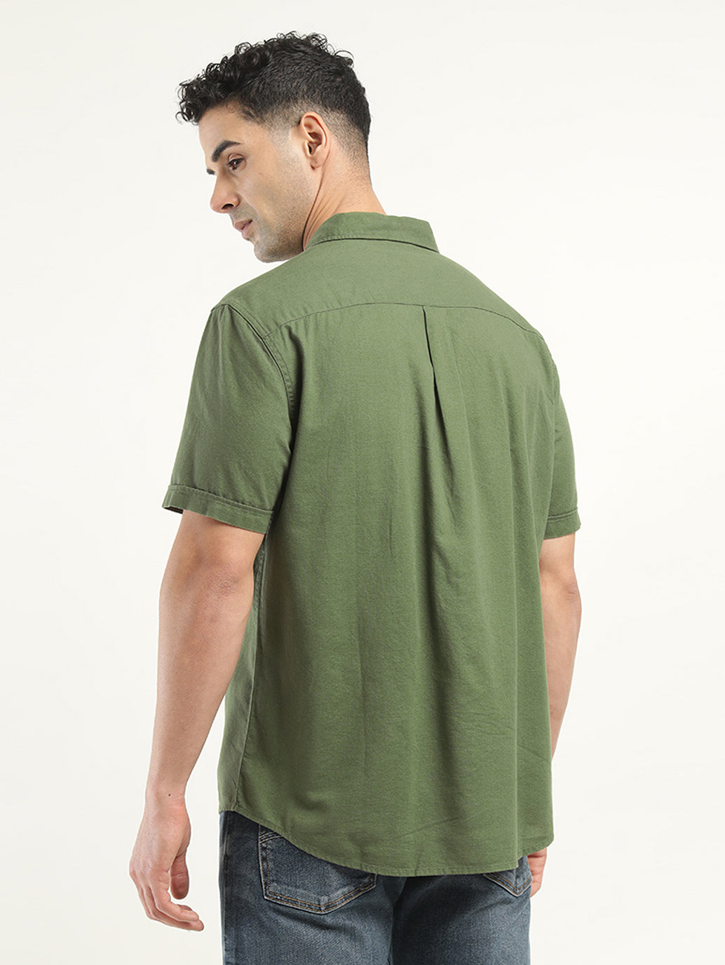 Men's Solid Slim Fit Shirt - Back View