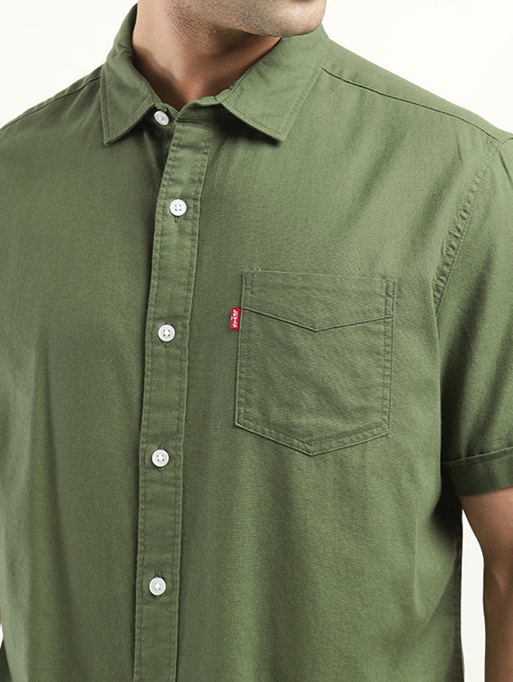 Men's Solid Slim Fit Shirt - Detail View