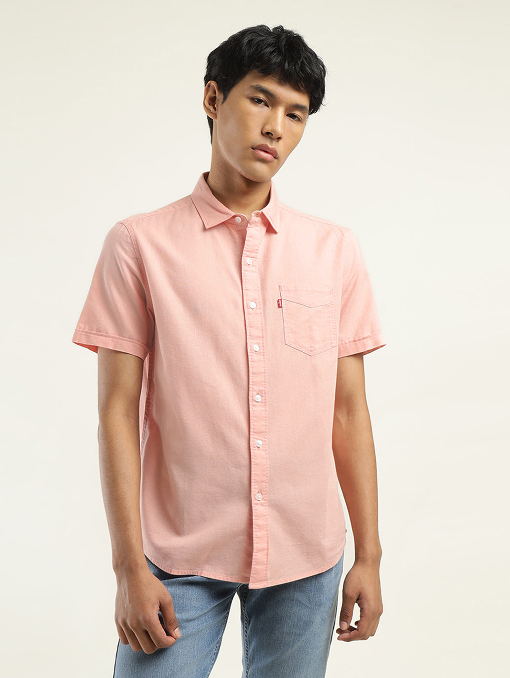 Men's Solid Slim Fit Shirt - Front View