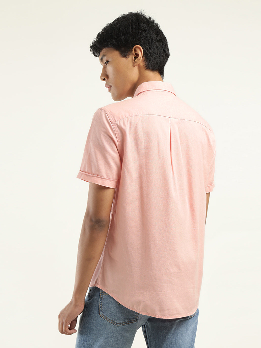 Men's Solid Slim Fit Shirt - Back View