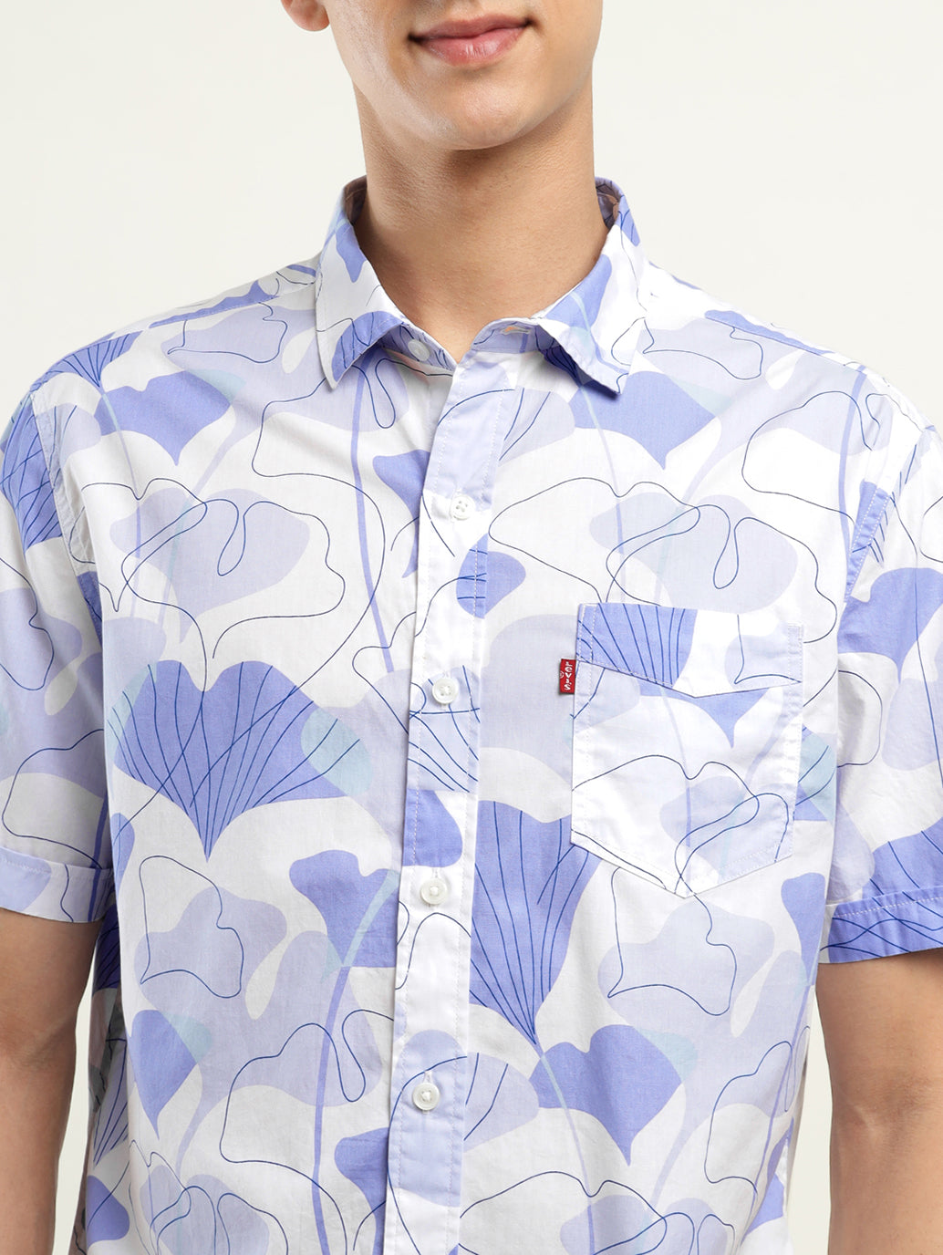 Men's Printed Slim Fit Shirt - Detail View