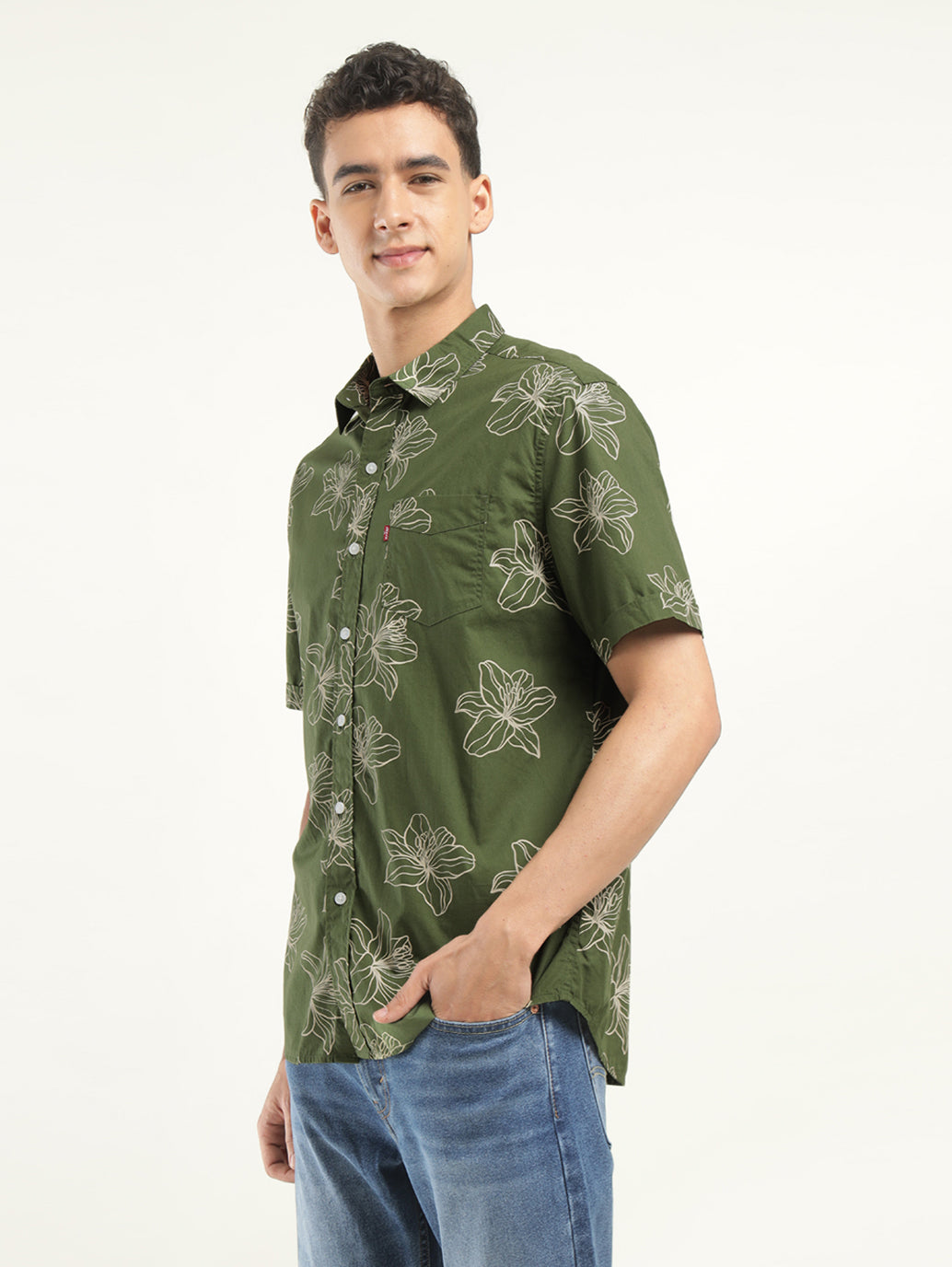 Men's Printed Slim Fit Shirt - Side View