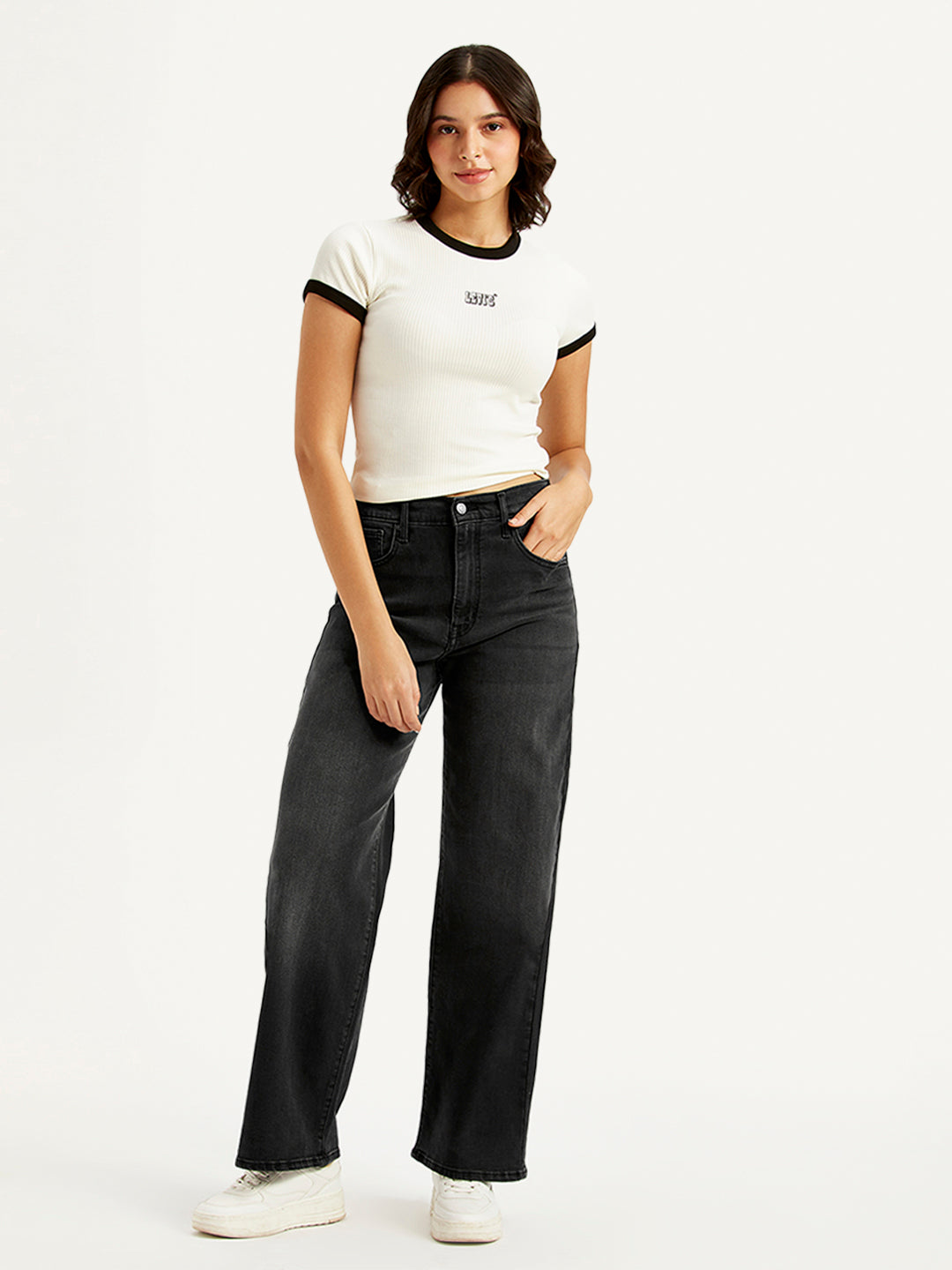 Women's Charcoal Grey Mile High Wide Leg Fit High Rise Jeans - 359d9f7871e85c4192ef64755615d7b7 View