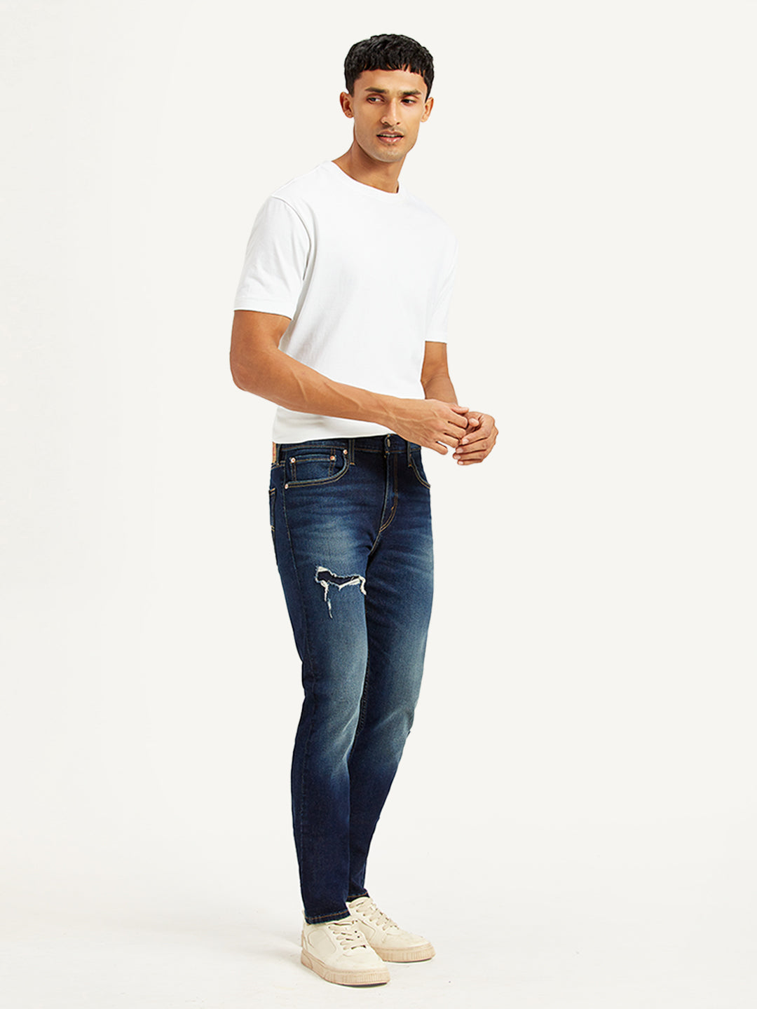 Men's 512 Navy Blue Slim Tapered Fit Mid Rise Jeans - Side View