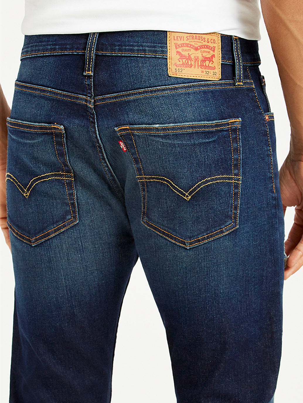 Men's 512 Navy Blue Slim Tapered Fit Mid Rise Jeans - Detail View