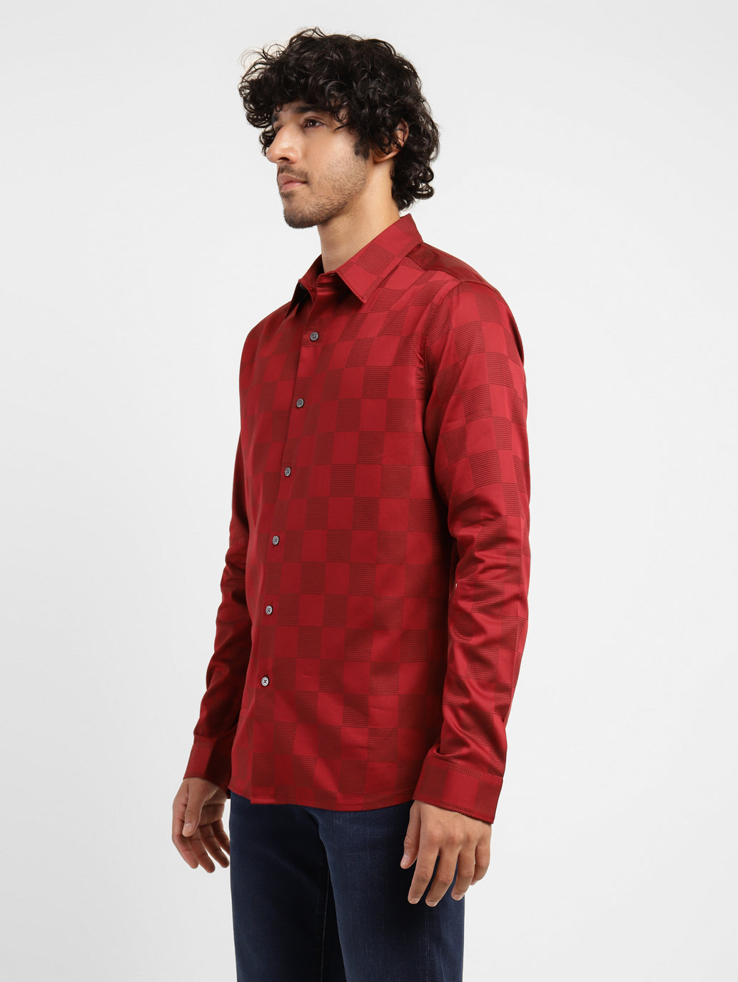 Men's Checkered Slim Fit Shirt - b95d5c2f-8336-47af-9235-bf1a4159e371 View