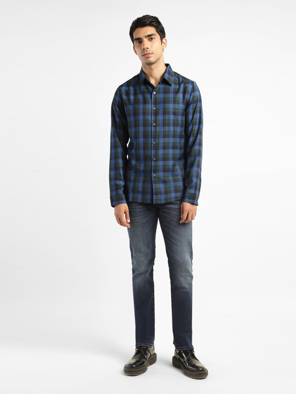 Men's Checkered Slim Fit Shirt - 7f694add-a00f-4131-a644-e6358329505a View