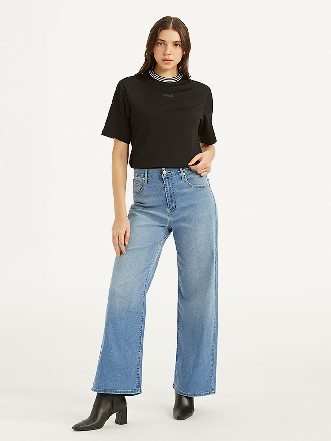 Women's Blue Mile High Wide Leg Fit High Rise Jeans