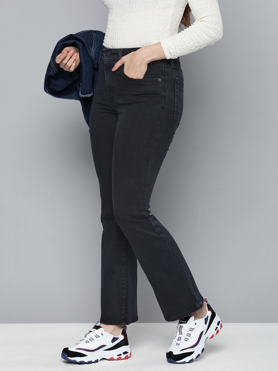 Women's 725 Grey Flared Fit High Rise Jeans - 4d60864e128368f65b28ead6c3874be7 View