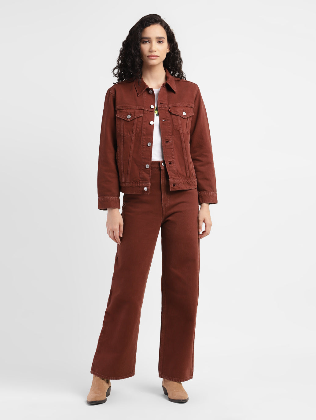 Women's Solid Spread Collar Denim Jacket - 8a50e03f-f81f-491c-8e0a-28b60ea087a4 View
