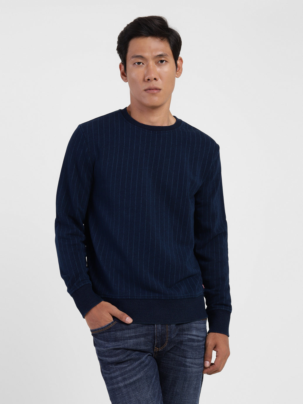 Men's Striped Crew Neck Sweatshirt - ffeedf38-19d9-421e-a60b-4ddf507ff945 View