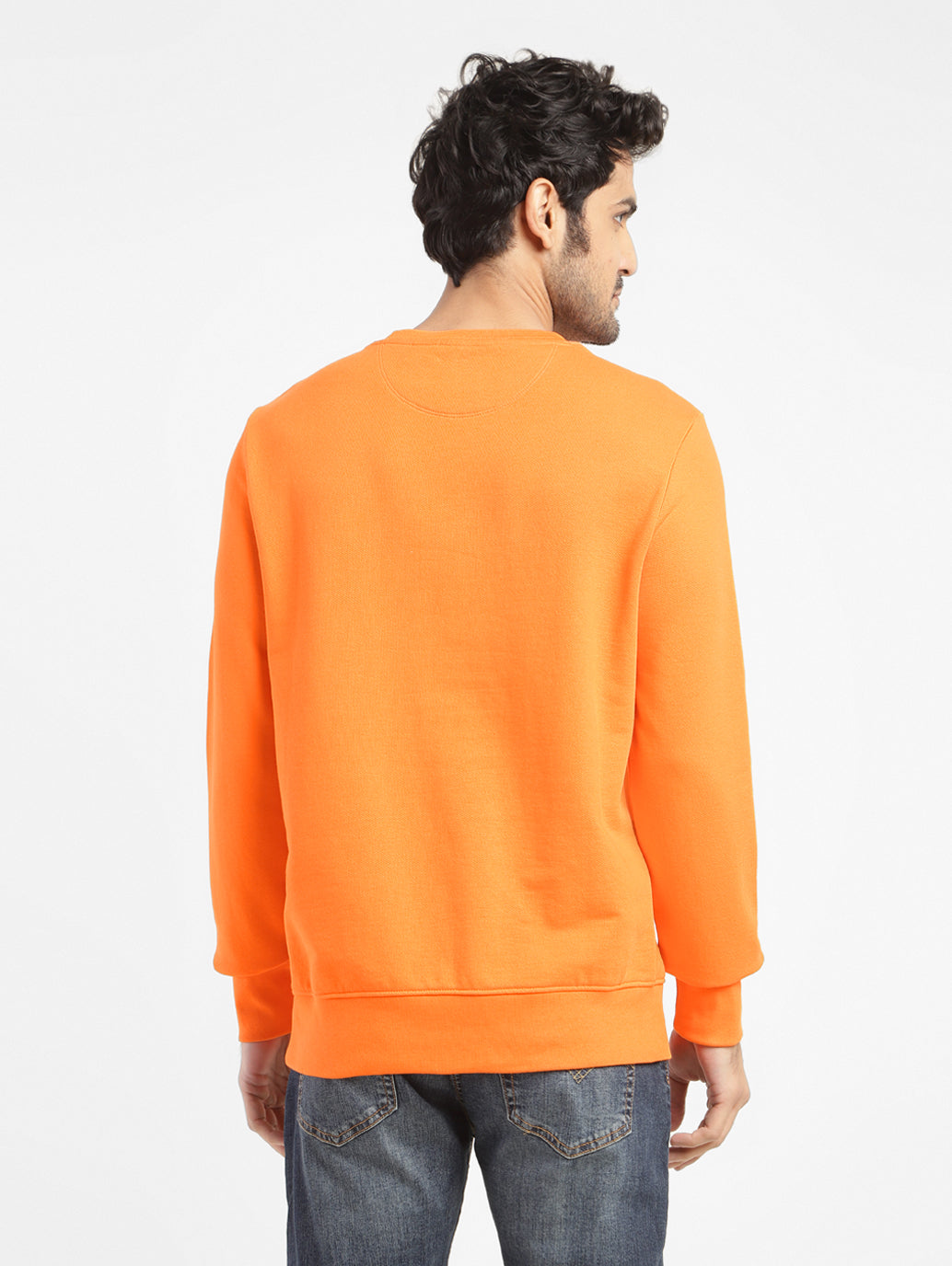 Men's Graphic Print Crew Neck Sweatshirt Orange - 7c27065d-e0cd-44ba-ba54-885d94e852af View