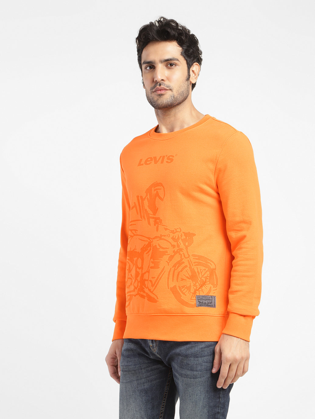Men's Graphic Print Crew Neck Sweatshirt Orange - 00f56c42-6550-4101-994c-20a6efab5e05 View