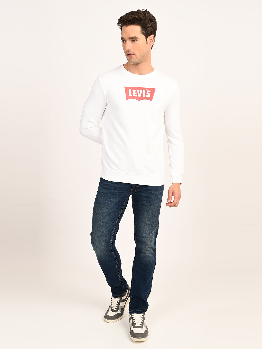 Men's Typographic Print White Slim Fit Sweatshirt - 6 View