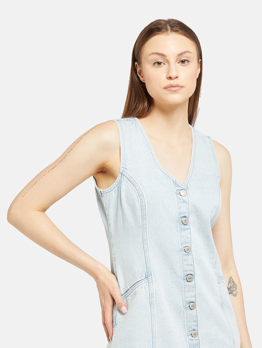 Women's Solid Light Blue Mini Dress - 3a5b6763-1bb8-4cf1-81eb-1e7a1921fafb View