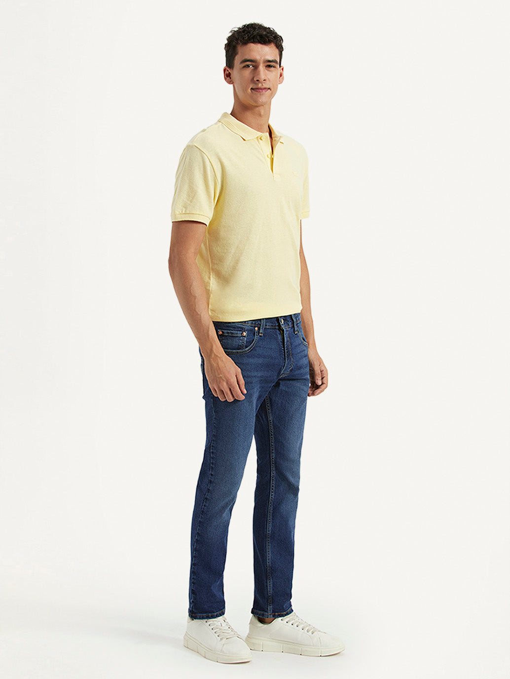Men's 65504 Blue Skinny Fit Mid Rise Jeans - Side View