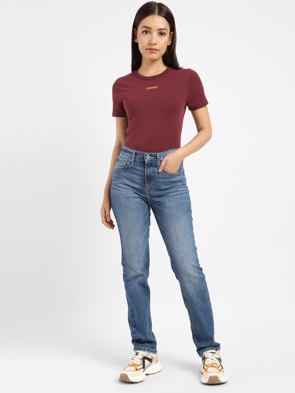 Women's 724 Blue Straight Fit High Rise Jeans - a1c899b7-5dfa-4ec6-b7a5-c39304d517dd View