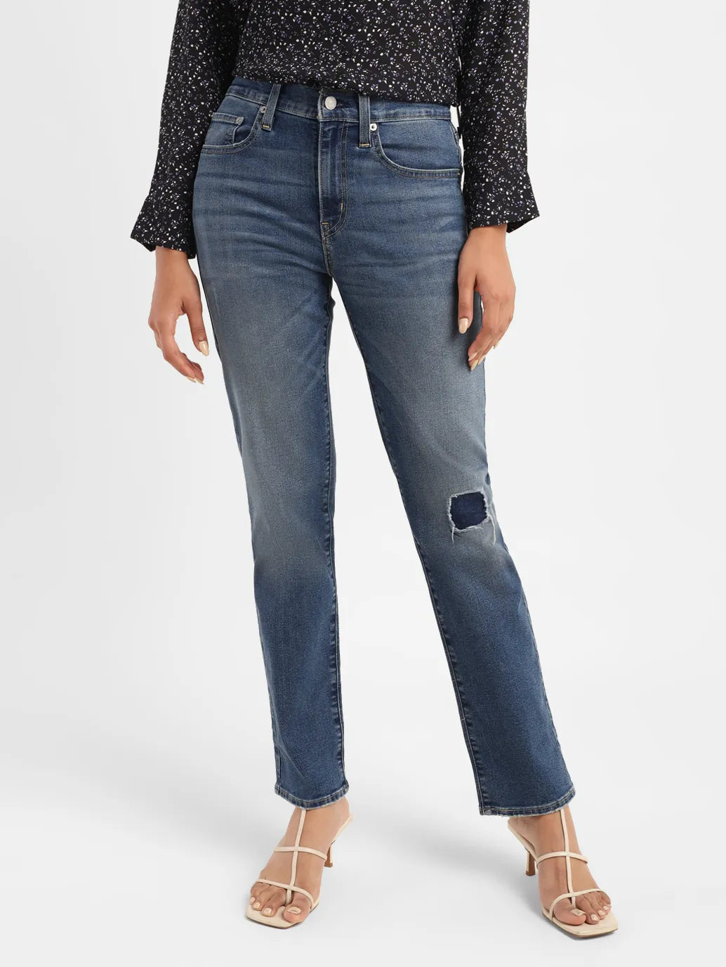 Women's 724 Blue Straight Fit High Rise Jeans - 47e41bb8-ce64-4d36-98cf-599451044a34 View