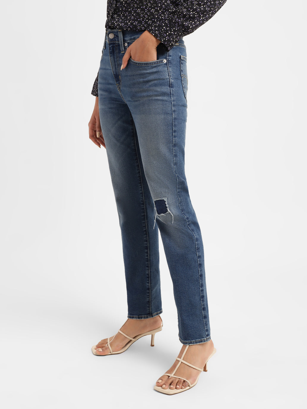 Women's 724 Blue Straight Fit High Rise Jeans - 86472cbb-031a-4086-8050-1d191a9f2204 View