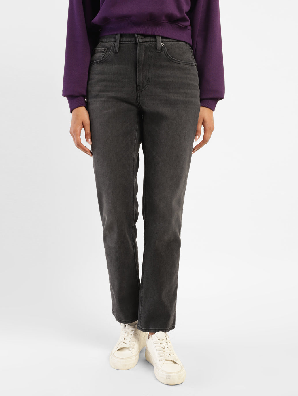 Women's 724 Grey Straight Fit High Rise Jeans - 08b8630d-1a6e-4e3a-a44b-638388b7344e View