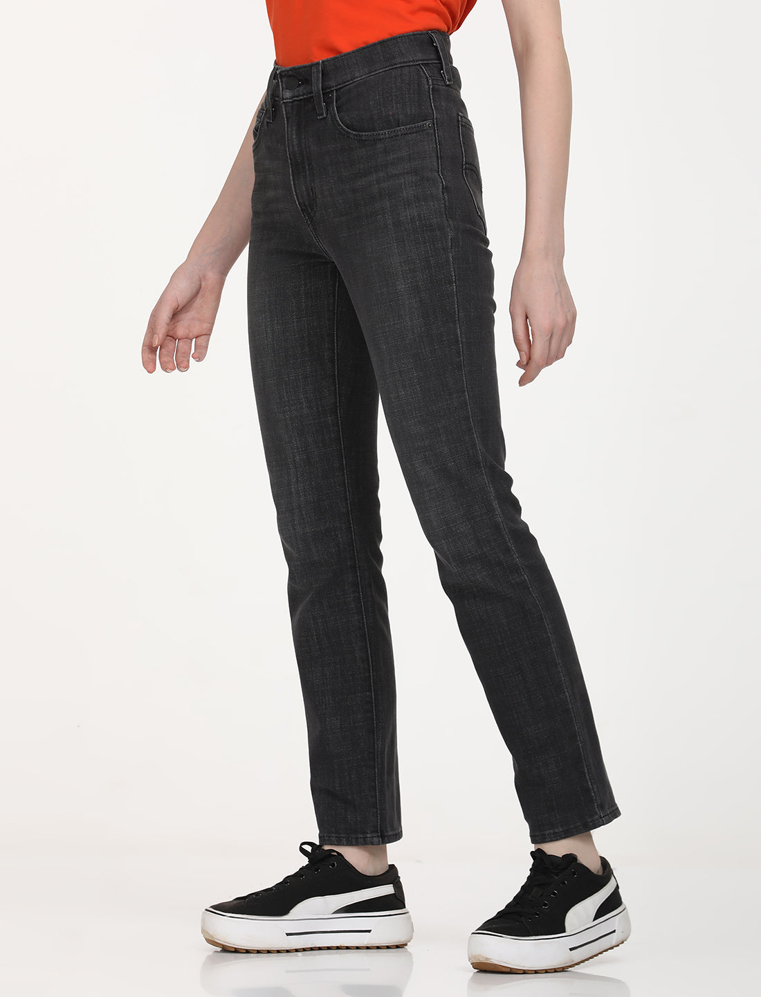Women's 724 Black Straight Fit High Rise Jeans - RightSide View