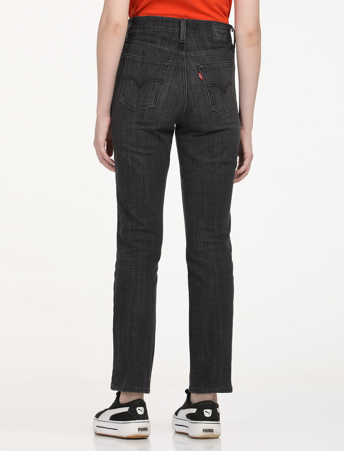 Women's 724 Black Straight Fit High Rise Jeans - Back View