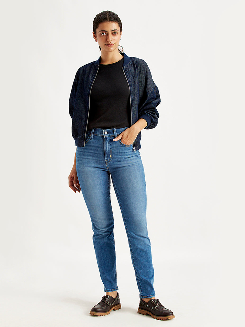 Women's 724 Blue Slim Straight Fit High Rise Jeans
