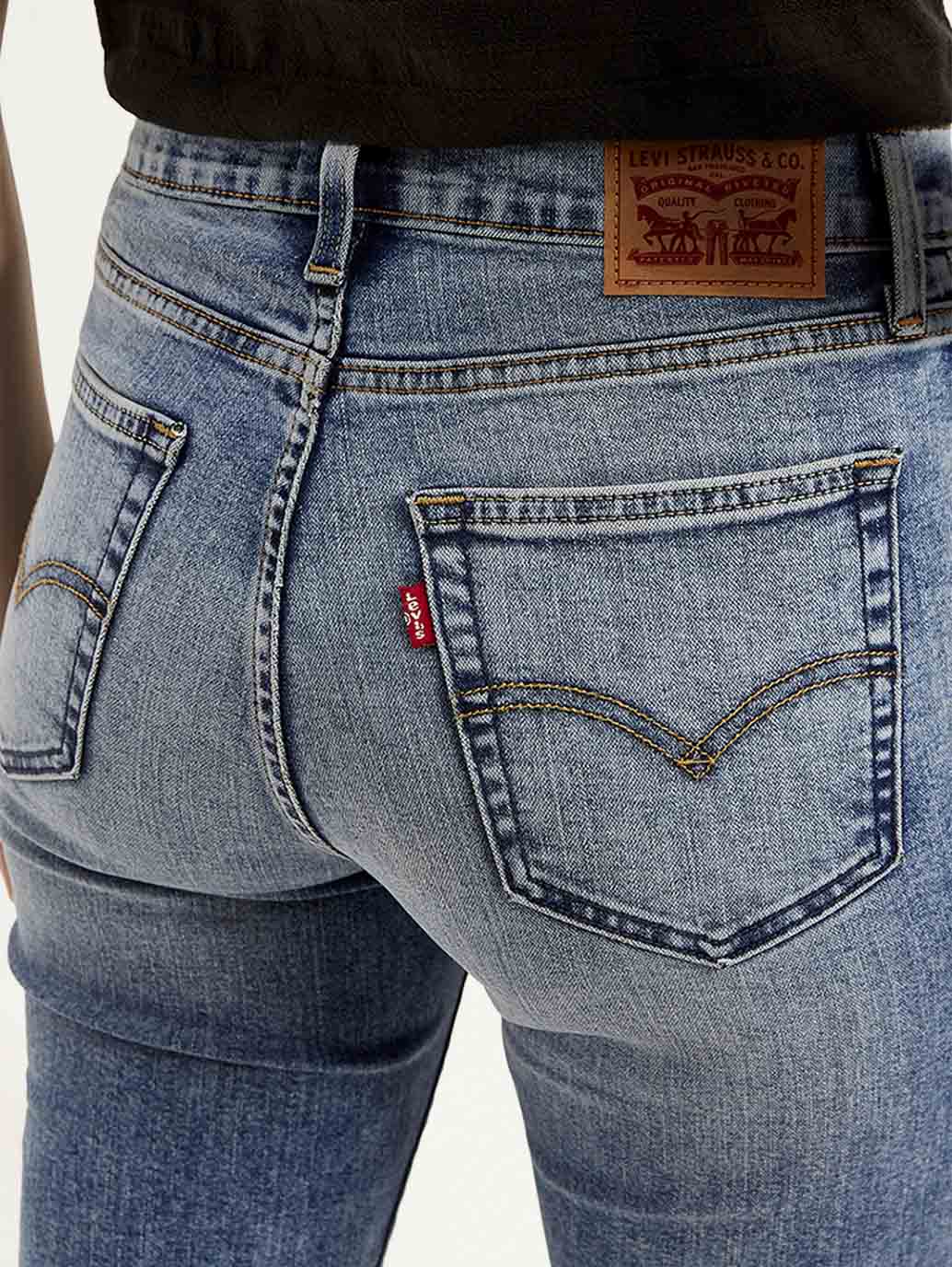 Women's 724 Blue Straight Fit High Rise Jeans - Detail View