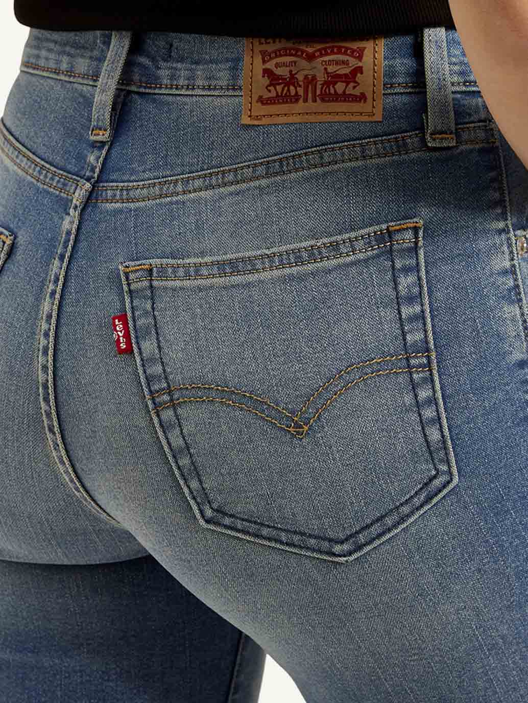 Women's 724 Blue Straight Fit High Rise Jeans - Detail View
