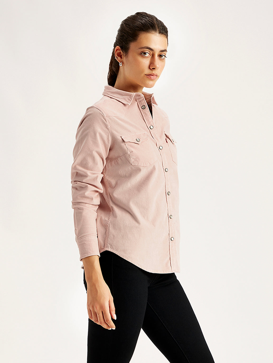 Women's Solid Regular Fit Shirt - Side View