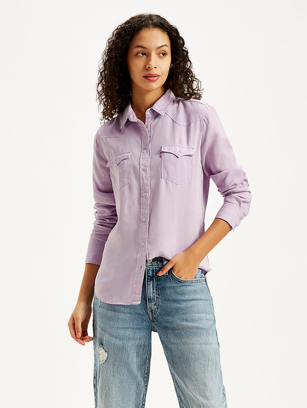 Women's Solid Regular Fit Denim Shirt - ada0c1ad-2f28-48e0-a55d-77718e920275 View